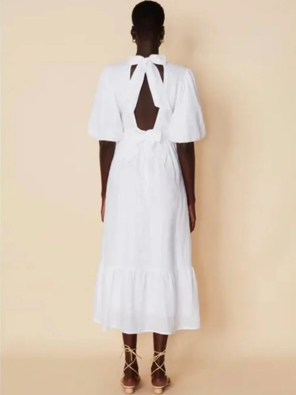Faithfull the Brand Romilla Linen Midi Dress 4 White Cottagecore Garden Coastal